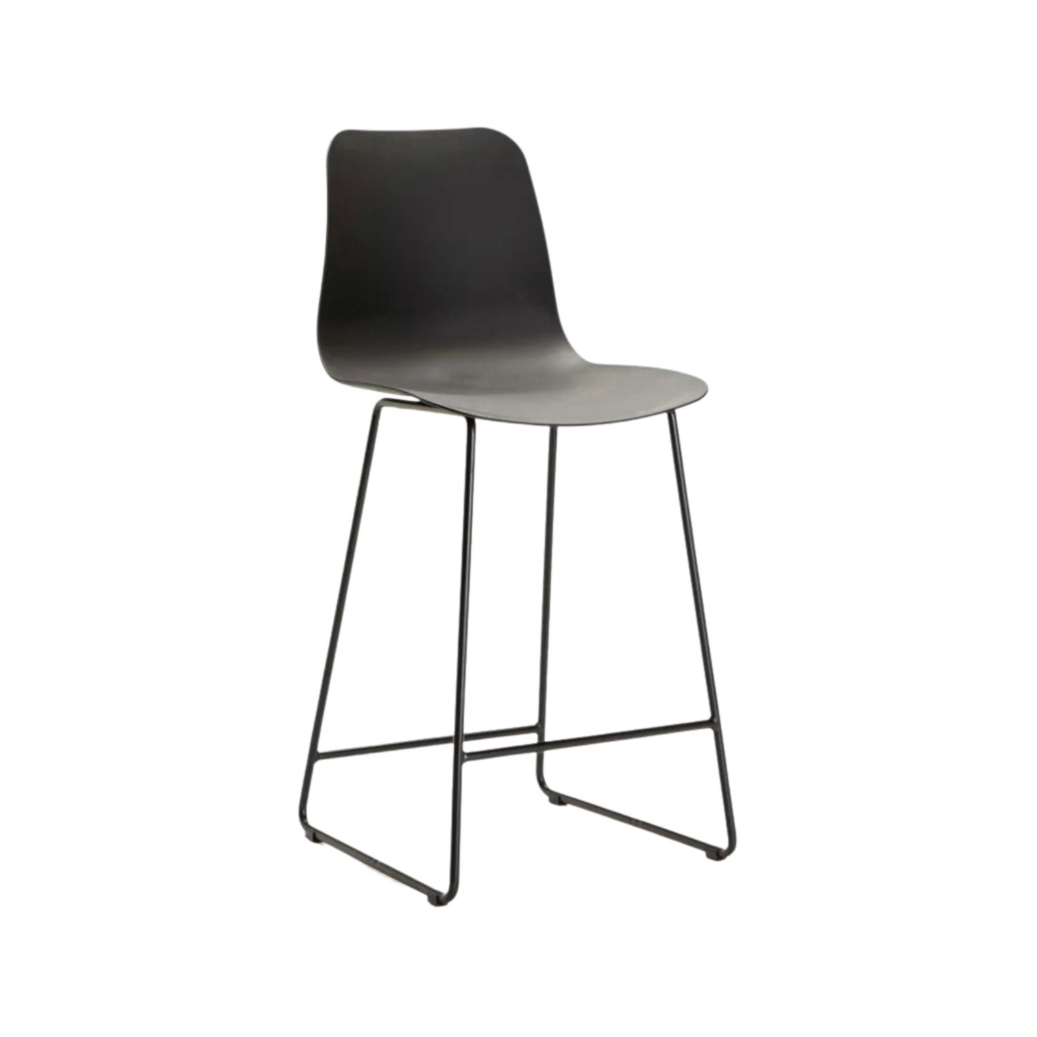 Metal Legs Polypropylene Barstool - Black