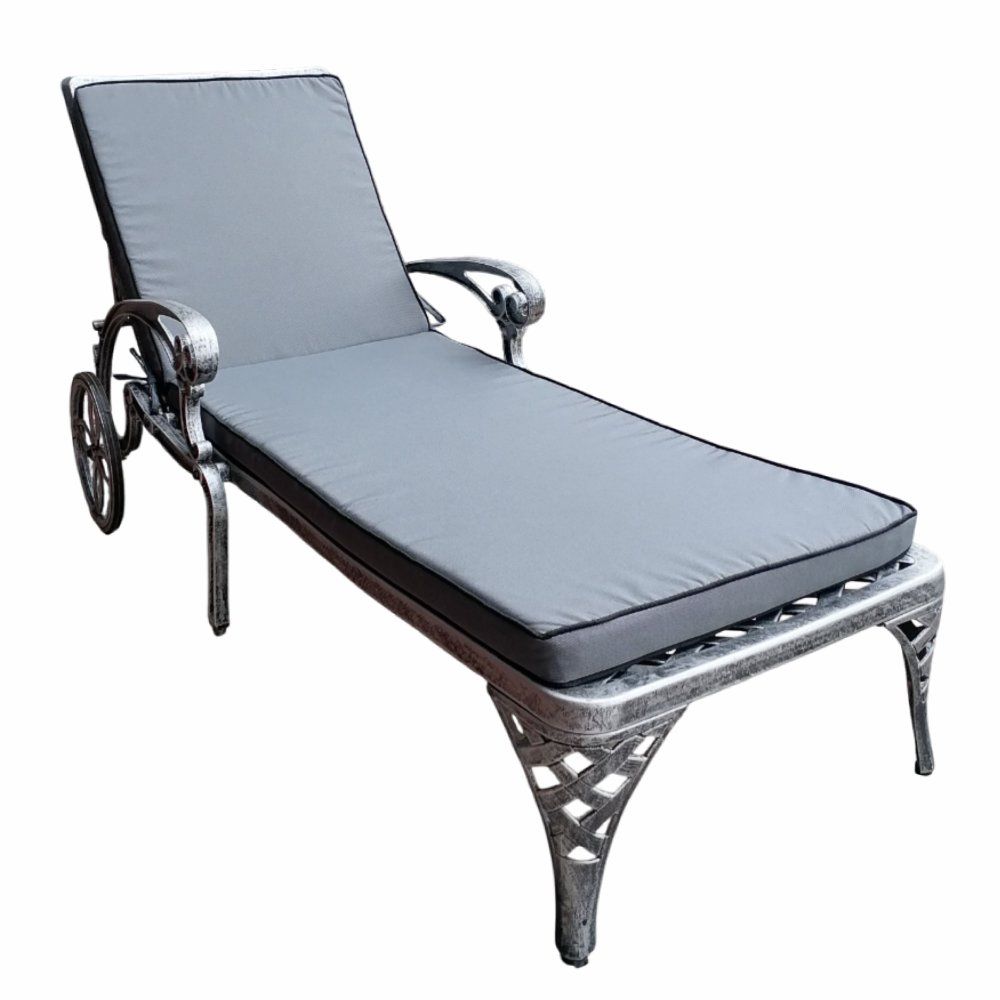 Aluminium Frill Sun Lounger Cushion (Deluxe Charcoal)