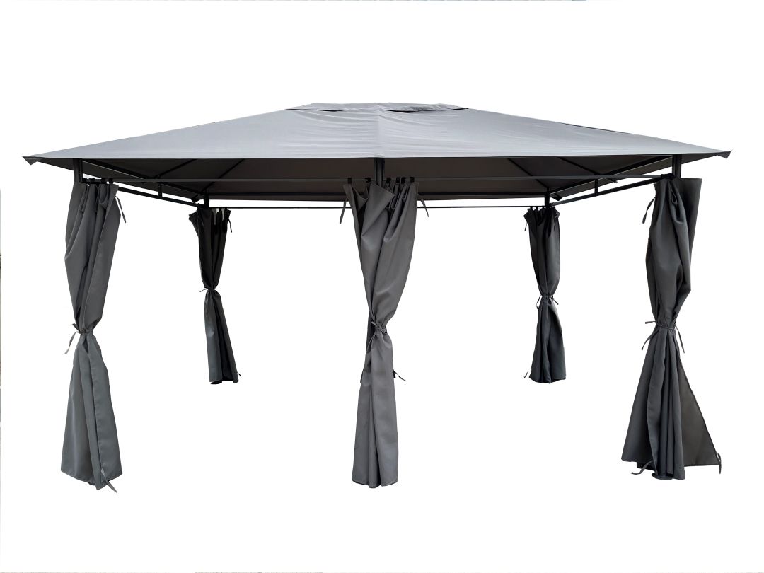 Seagull Garden Pavillion Gazebo With Side Walls 3 x 4m Grey