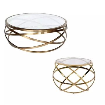 IG Furn- HL3 60/80cm Clear Glass Top Coffee Tables Gold