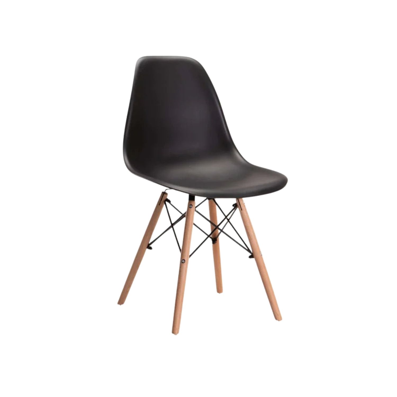 Mid-Century Wooden Leg Dining Chair - Black