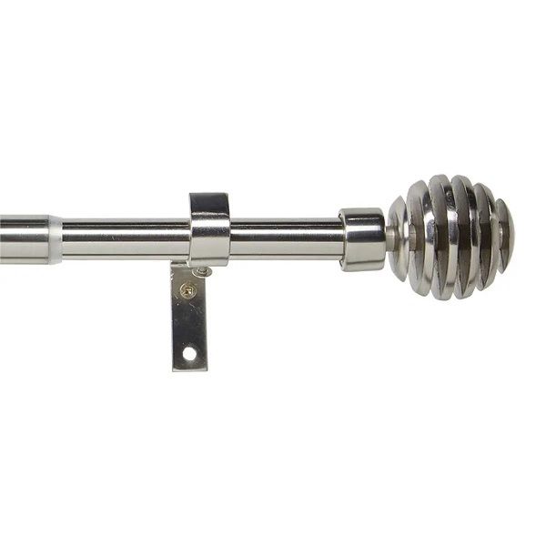 Curtain Rod Set, Steel, Expandable, Spiral Finial, Silver, 1.2m - 2.1m BY WOODLY