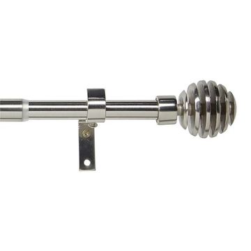 Curtain Rod Set, Steel, Expandable, Spiral Finial, Silver, 1.2m - 2.1m BY WOODLY