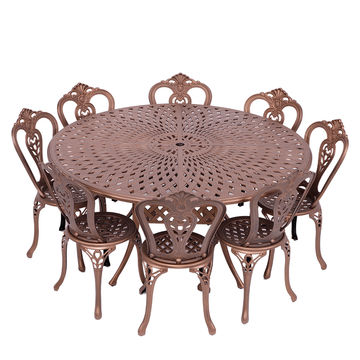 8 Seater - Victoria Aluminium Patio Set / Garden Furniture / Outdoor Dining Set     (8 Victoria Chairs with 154cm Round Lattice Table) - COPPER