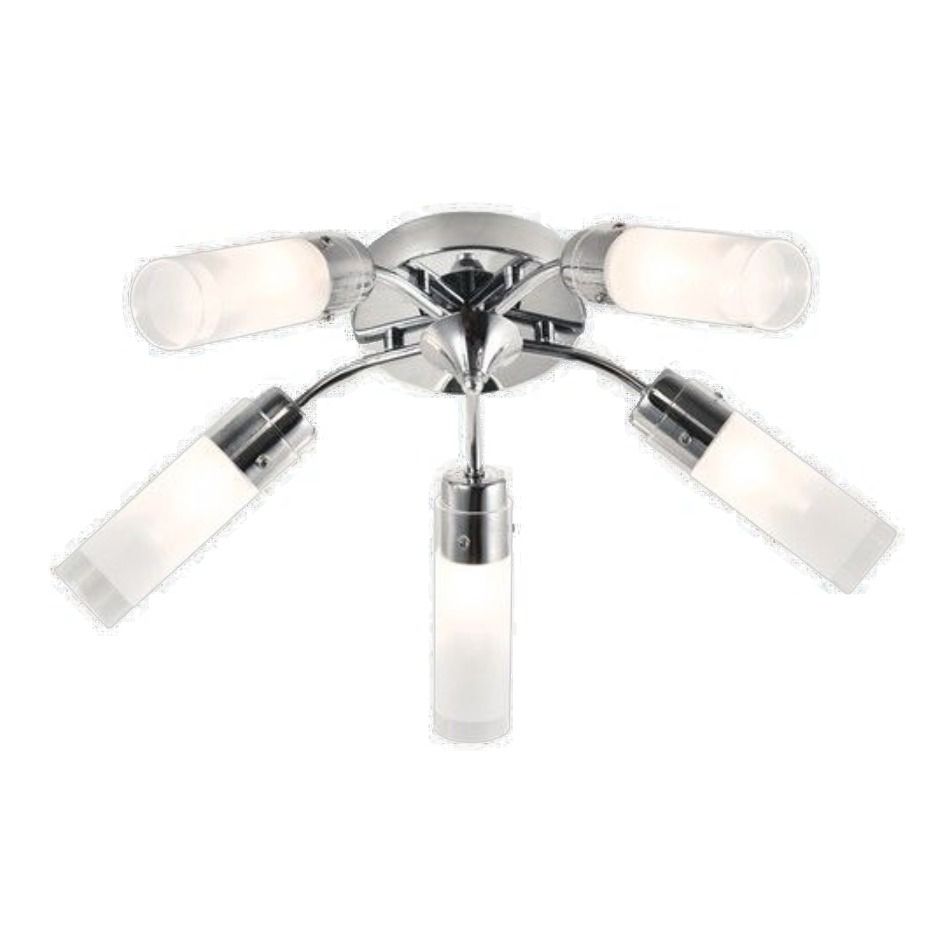 Polished Chrome Chandelier with Frosted Glass