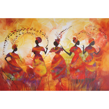 Canvas Wall Art - African Women in Traditional Attire - A1460 - [120 x 80 cm]
