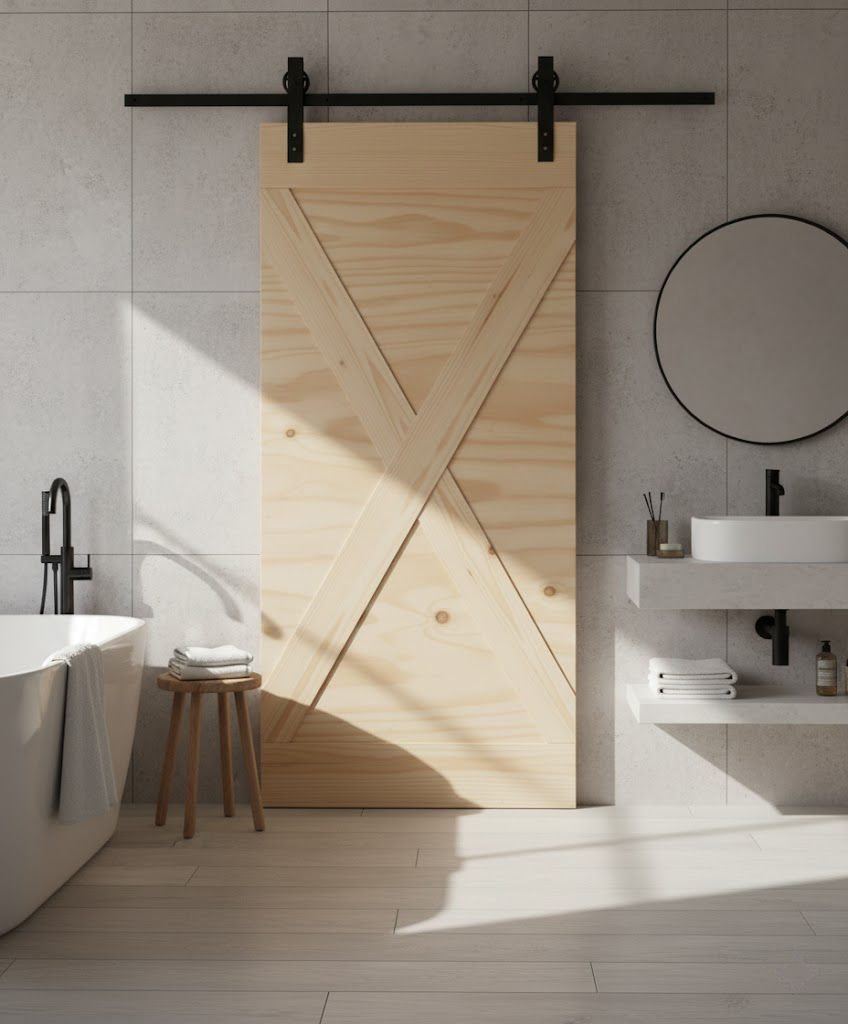 X-Brace Plank Barn Door with Hardware Kit