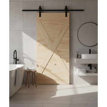 X-Brace Plank Barn Door with Hardware Kit