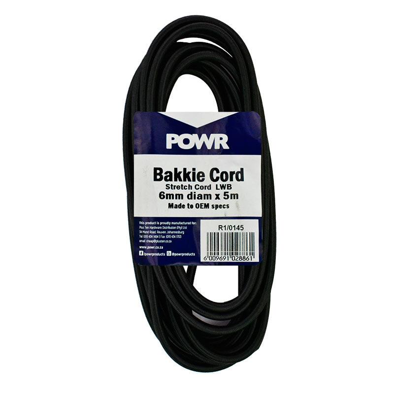 POWR Bakkie Cord Stretch Black 6mm x 5 Metre