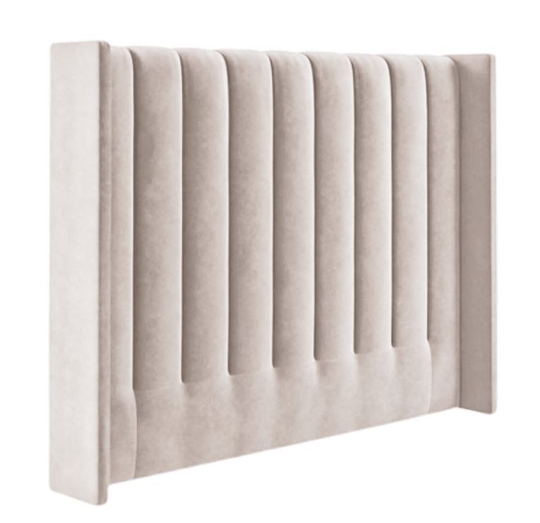 Velvet Paneled Tufted Headboard-Sand Beige - Queen
