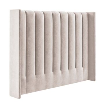 Velvet Paneled Tufted Headboard-Sand Beige - Queen