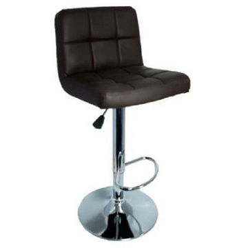 Faux Leather High Back Swivel Bar Stool - Brown