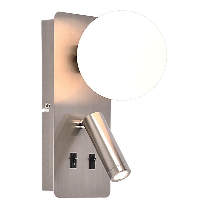 Metal Wall Bracket with Opal Plastic Cover and 2 Switches