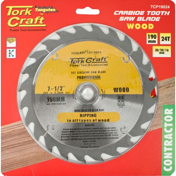 Blade Contractor 190 X 24T 30/20/16 Circular Saw Tct