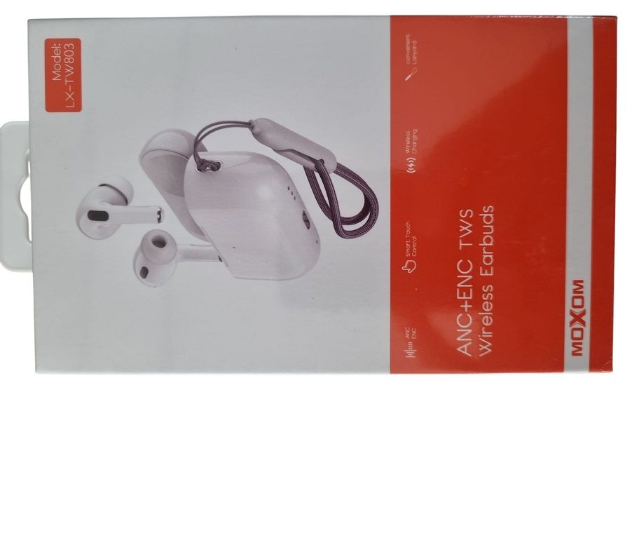 Earbuds TW803 wireless Moxom white ANC+ENC