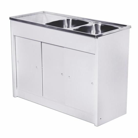 KITCHEN SINK CABINET - DOUBLE BOWL - WHITE