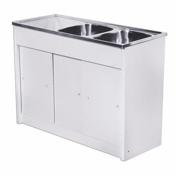 KITCHEN SINK CABINET - DOUBLE BOWL - WHITE