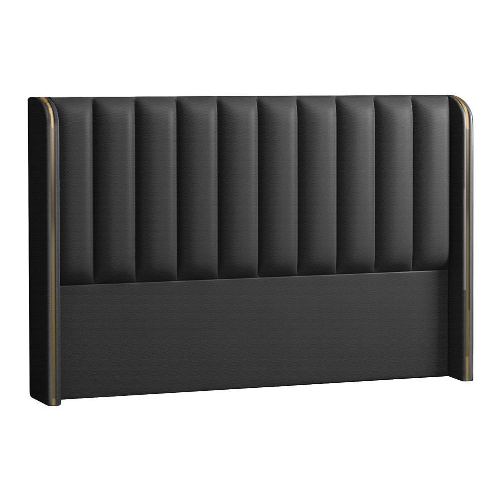 Coralie Upholstered Vinyl Wingback Headboard Black Three Quarter
