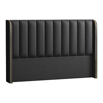 Coralie Upholstered Vinyl Wingback Headboard Black Three Quarter