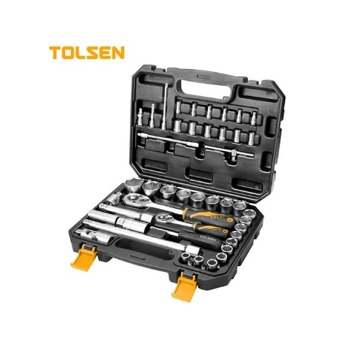Tolsen - Socket Set 1/4" 4-14mm & 1/2" 10-32mm 45 Piece Indust