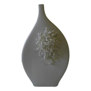 Porcelain Decor Vase with One Chrysanthumum