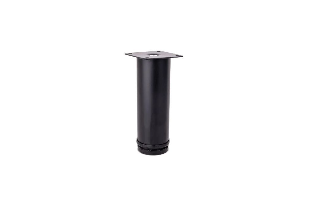 Round Leg, Adjustable, H150mm x 50mm, Black (4 Pack) BY WOODLY