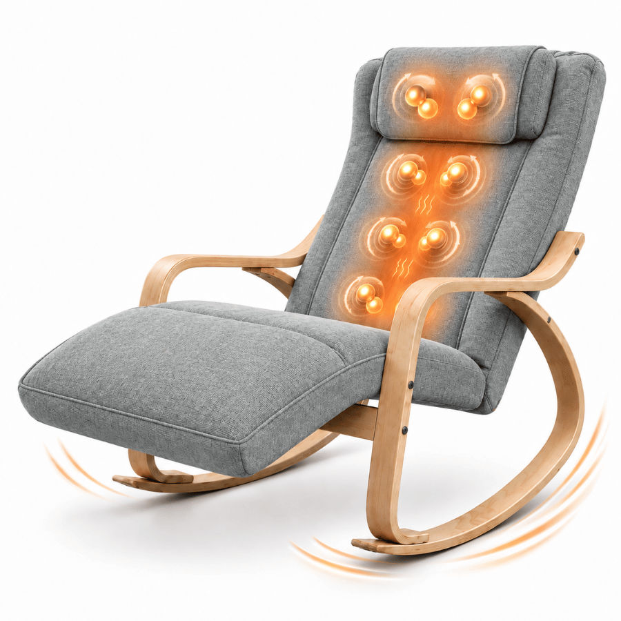 Nirvana Rocking Massage Chair with Heat & Full-Back Massage (Grey)