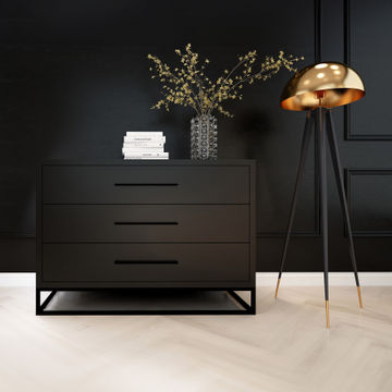 3 Drawer Server Lilo Satin Black - Black Frame