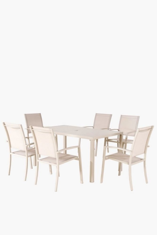 Grande 7 Piece Patio Dining Set Aluminium, Texteline & Glass Outdoor Dining Set