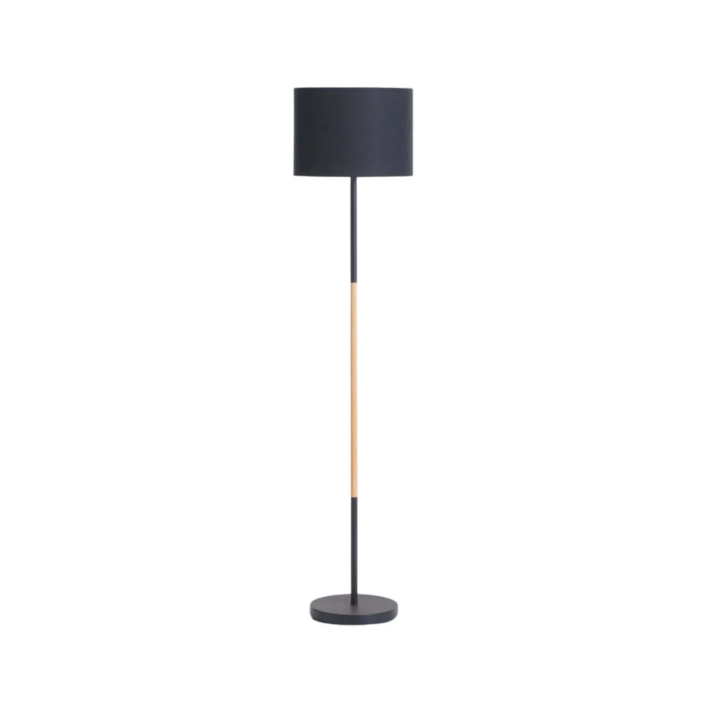 Vividitto - Poroki Black+Wood - Black Fabric Shade 150cm H