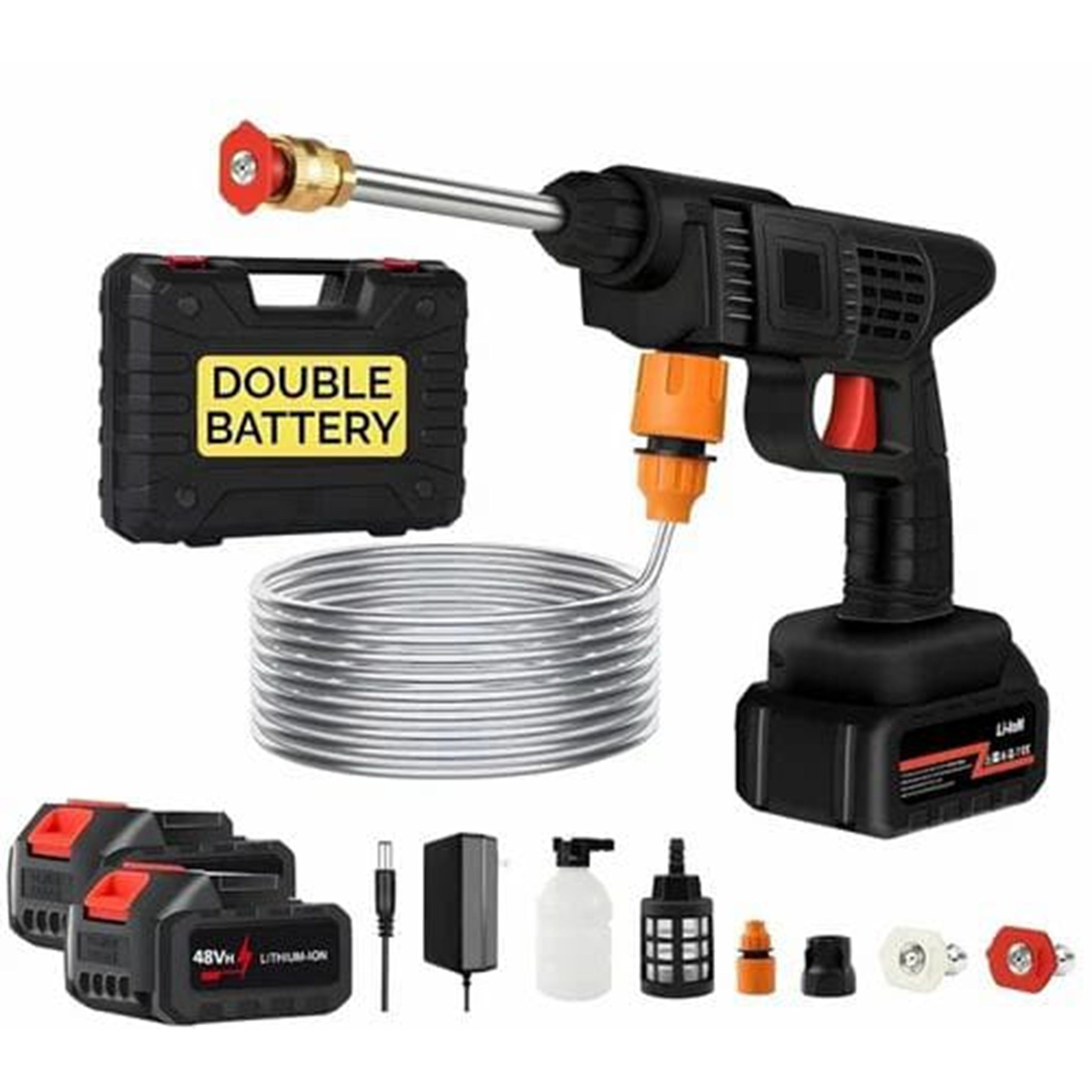 Madiega Furniture - 48V Portable Cordless High Pressure Washer Gun Kit(2 Batteries)
