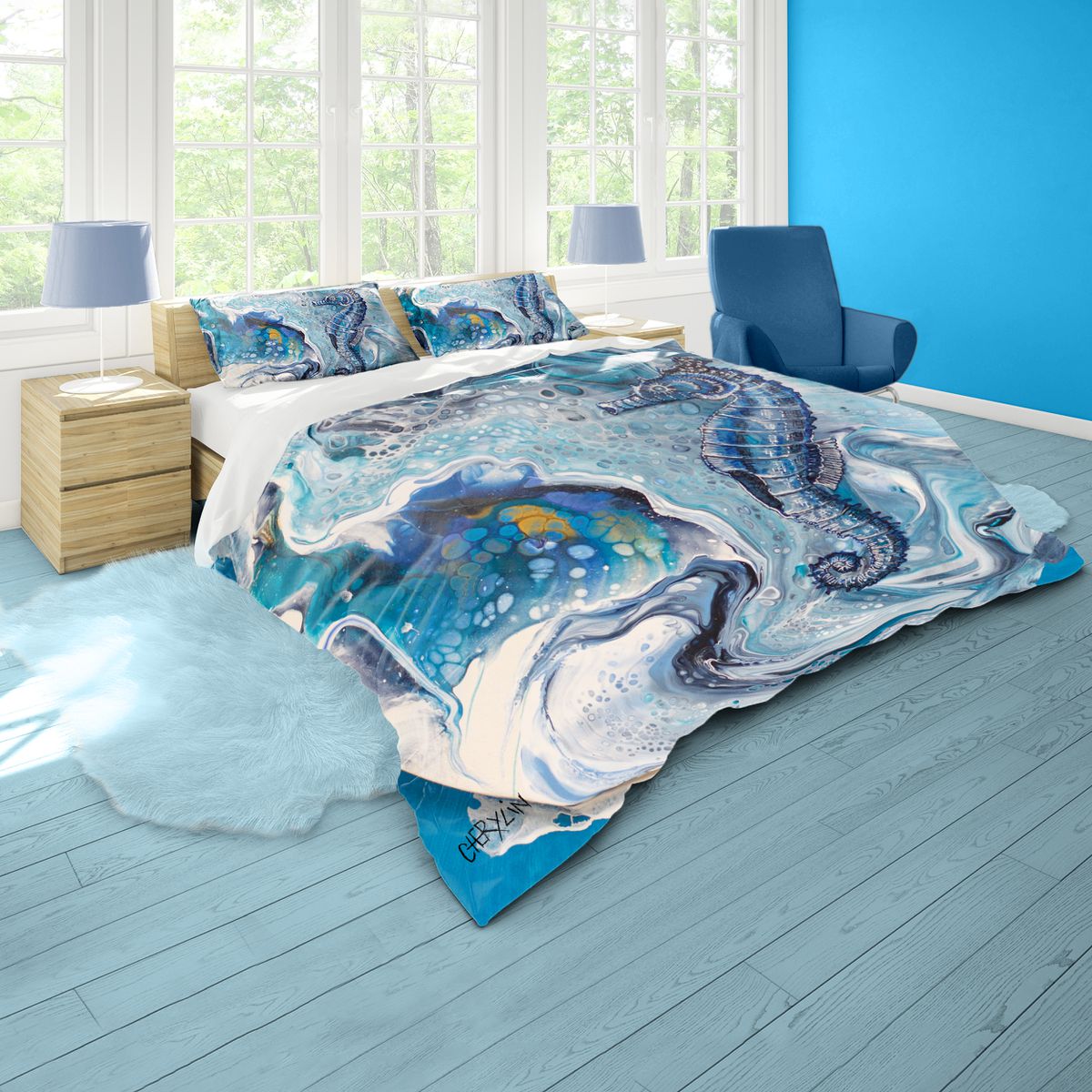 Crashing Waves Sea Horse By Cherylin Louw Duvet Cover Set Queen | LEROY ...