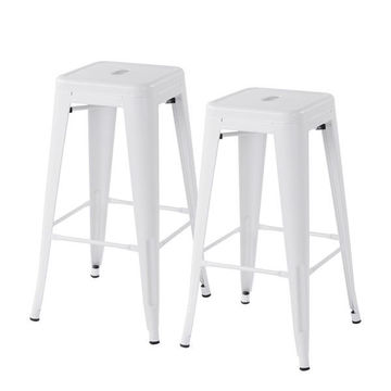 Metal Stackable Bar Stools - White-2 pack