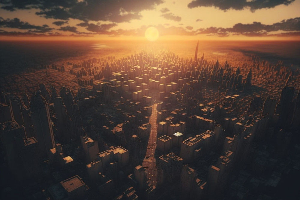 Canvas Wall Art - Cloudy Sunset City View - B1454 - [120 x 80 cm]