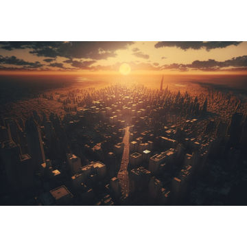 Canvas Wall Art - Cloudy Sunset City View - B1454 - [120 x 80 cm]