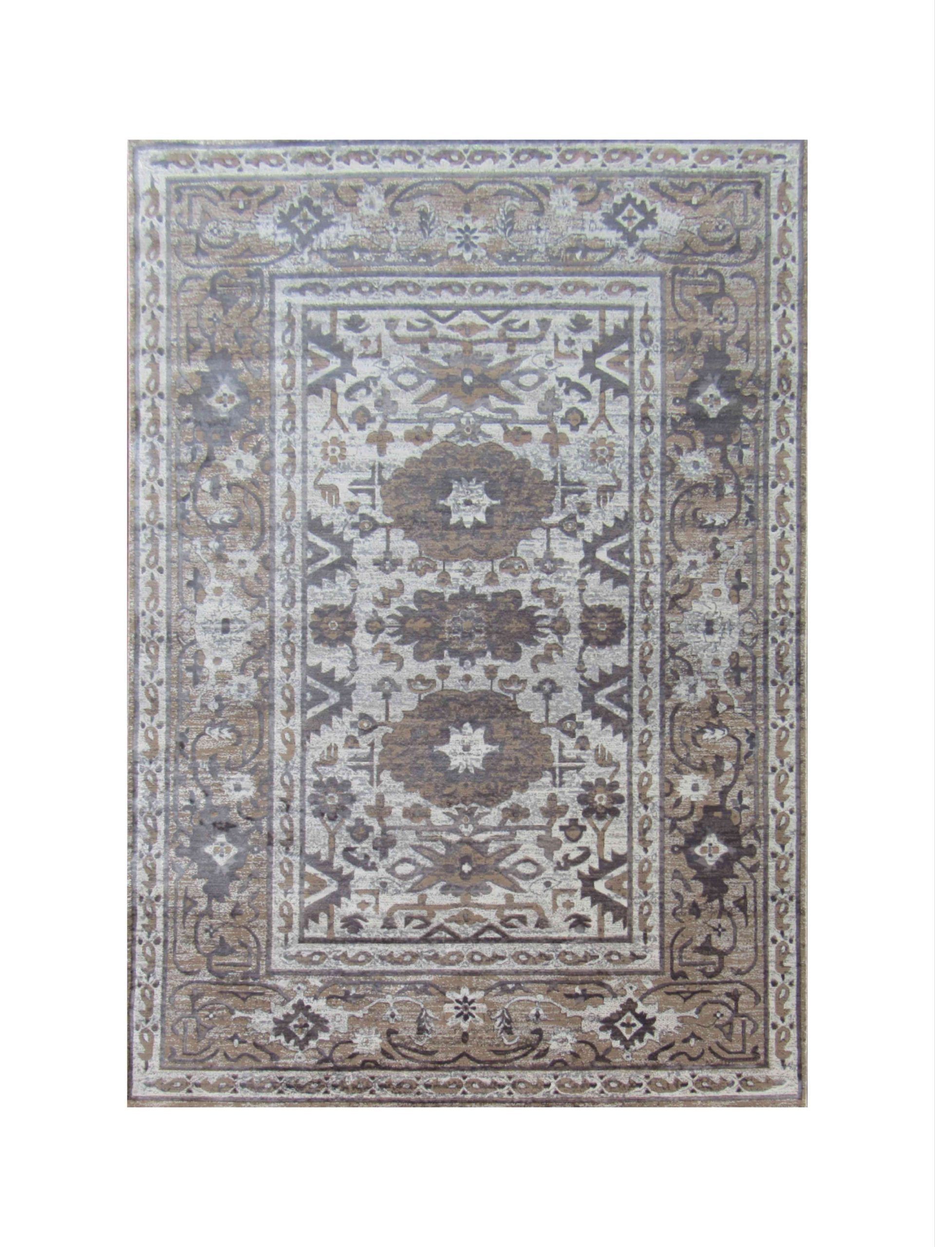 BK Carpets & Rugs - Oriental Inspired Vintage Style Indoor Rug - 2m x 2,9m - Rustic Brown - Grey
