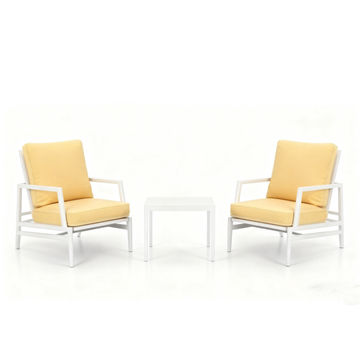 3pc Aluminium Patio Sofa Set with Side Table - yellow cushion