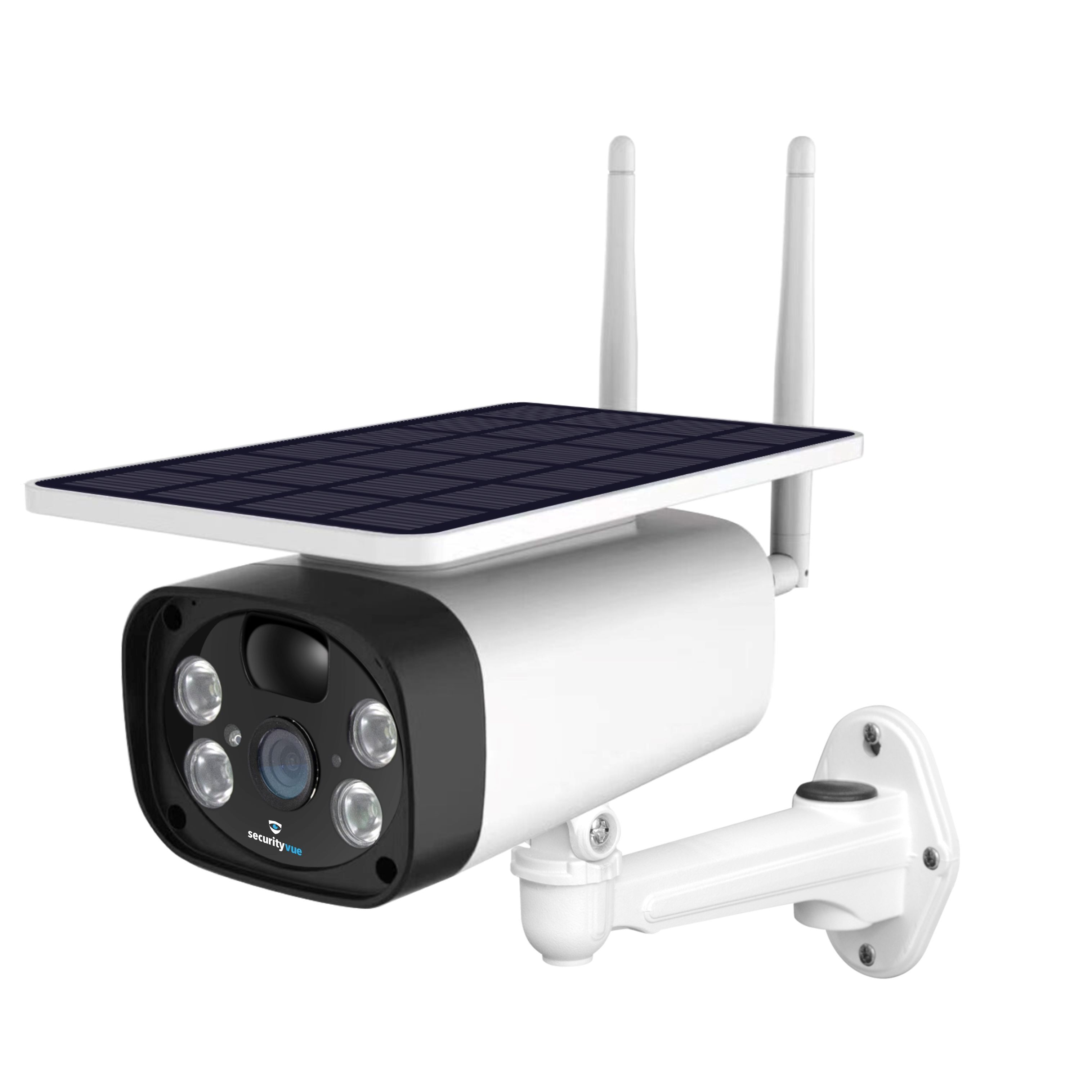 SECURITYVUE 2 MEGA PIXEL SOLAR OUTDOOR BULLET CAMERA WITH HIGH POWERED LED LIGHTS