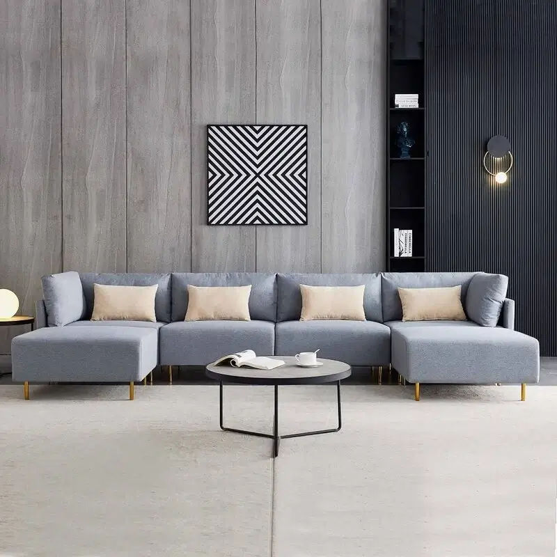 Xander U Shape Sofa-linen grey