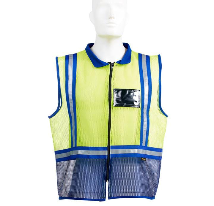 2-TONE YELLOW/BLUE REFLEC. VEST - LARGE