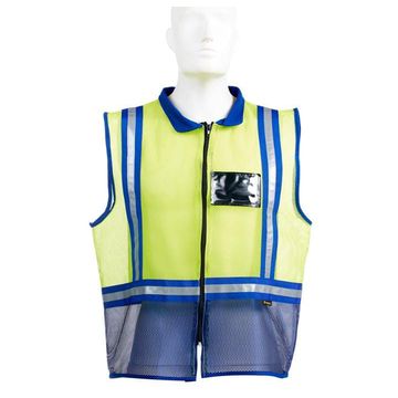2-TONE YELLOW/BLUE REFLEC. VEST - LARGE
