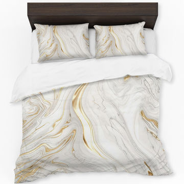 White and Gold Duvet Cover Set Queen