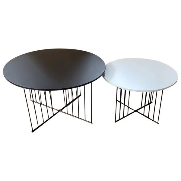 Modern Set of 2 Coffee Tables Black & White