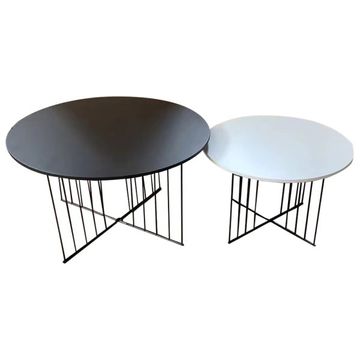 Modern Set of 2 Coffee Tables Black & White