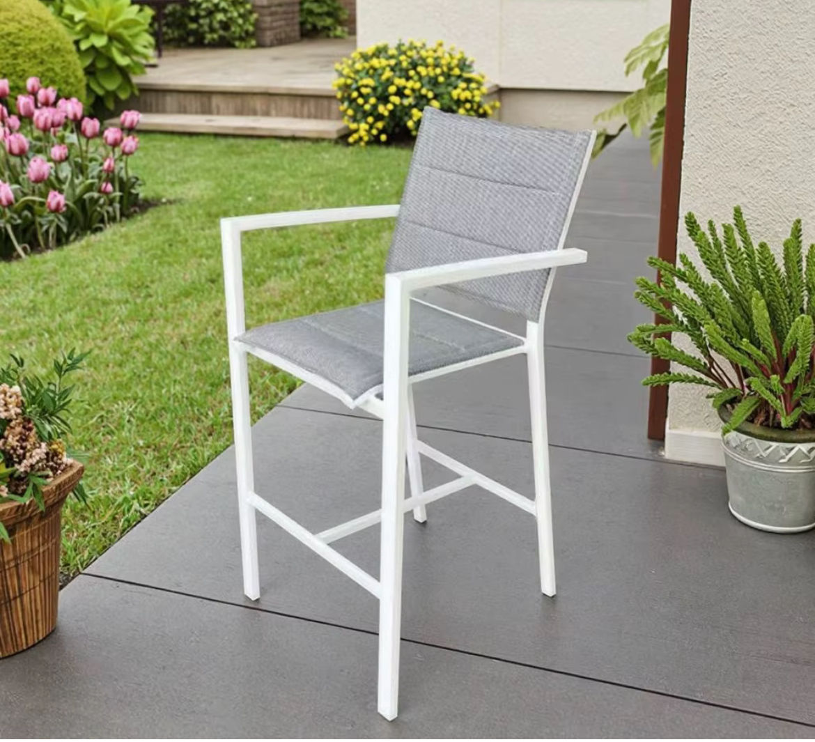 Aluminium Padded Outdoor Bar Chair – Textilene Seat