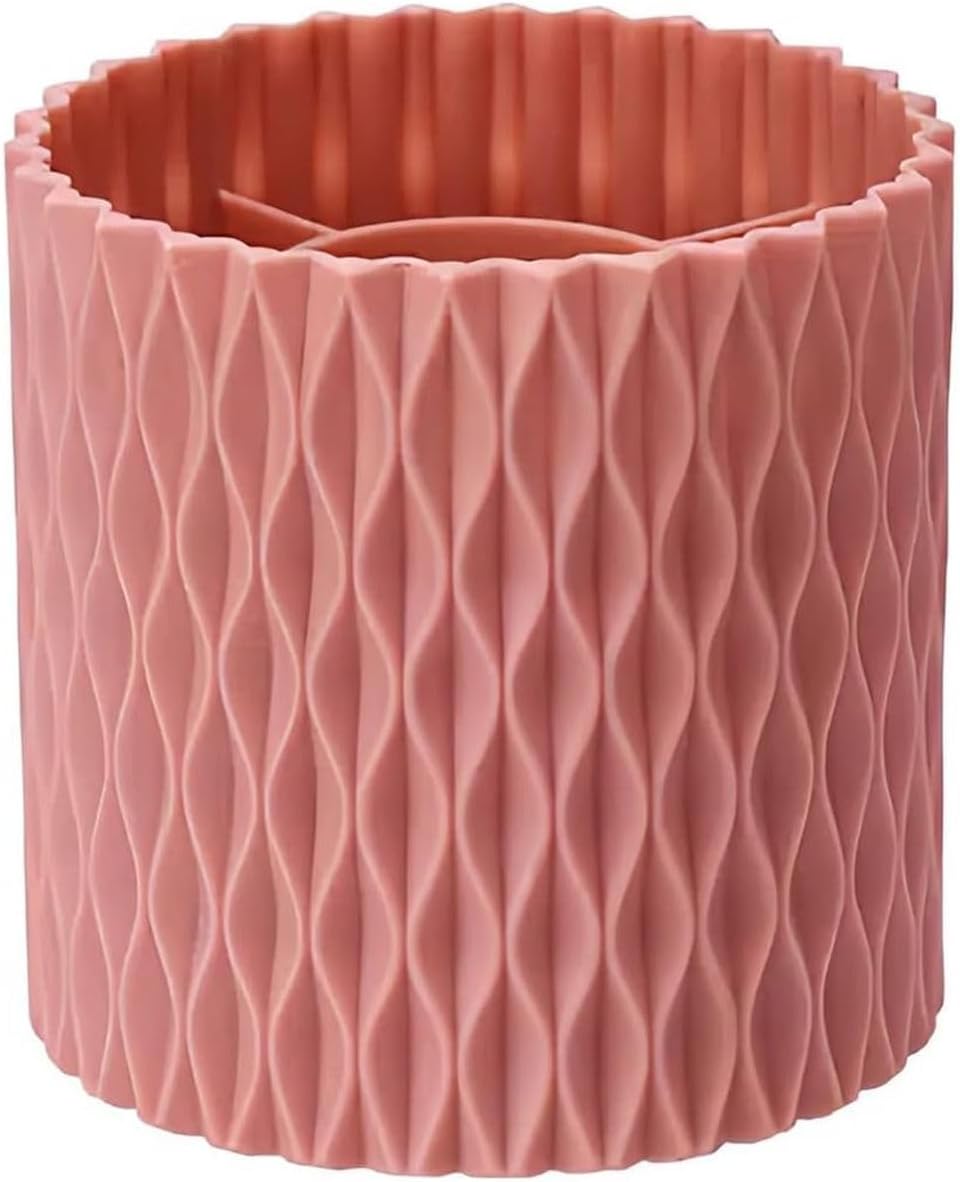 360 Rotating Desk Organisers With 5 Slots Office Pen Pencil Makeup Holder - Pink
