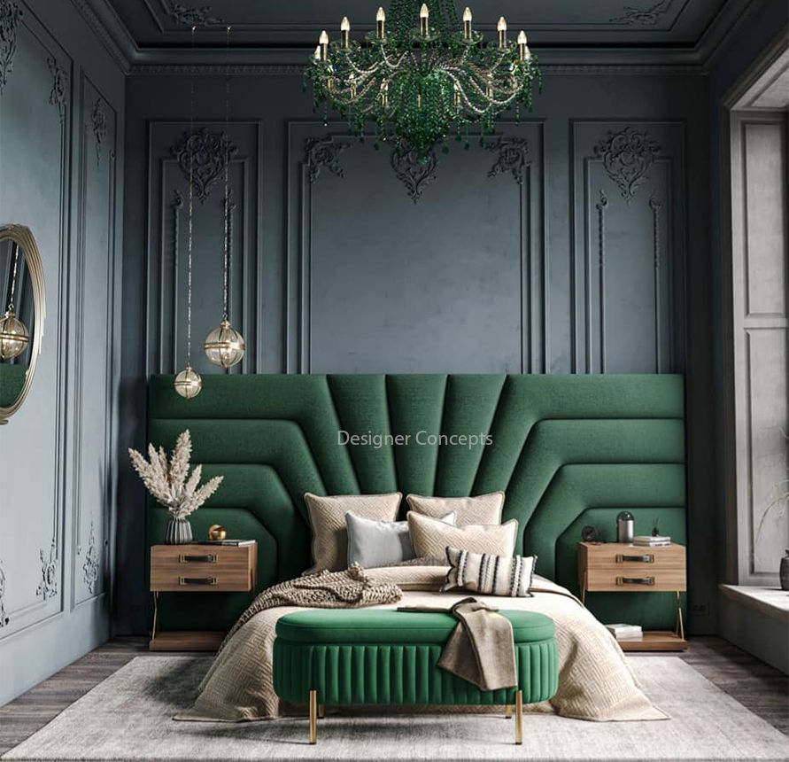 Isadora Overlap Headboard Queen Emerald Green