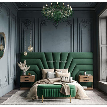 Isadora Overlap Headboard Queen Emerald Green