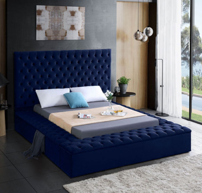 Gretta Storage Sleigh Bed Double -Blue