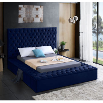 Gretta Storage Sleigh Bed Double -Blue